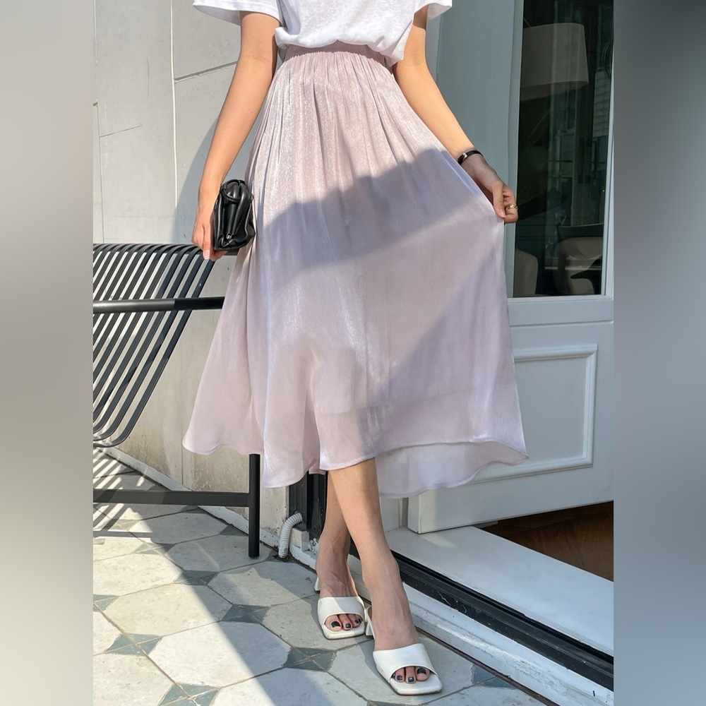 Elegant Lavender/Blush Midi Skirt